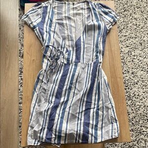 Striped Blue and White Wrap Dress